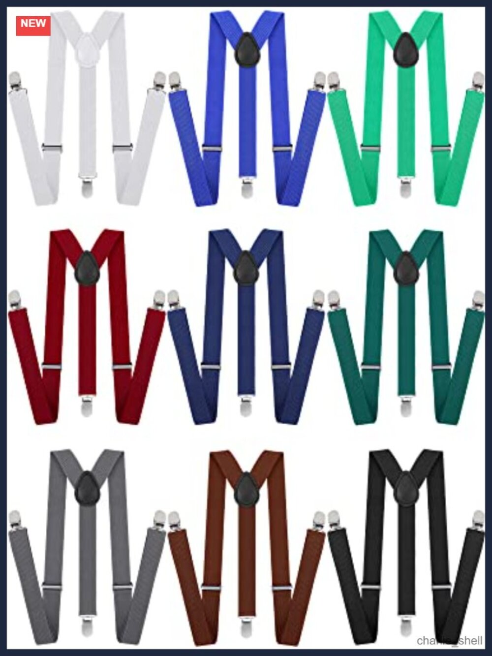 Y Back Adjustable Suspenders Metal Clips Polyester Leather Costume Party